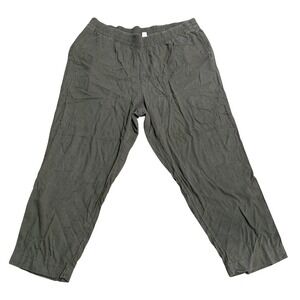 Old Navy Straight Leg Pants Womens XL Olive Green Linen Blend High Rise Relaxed